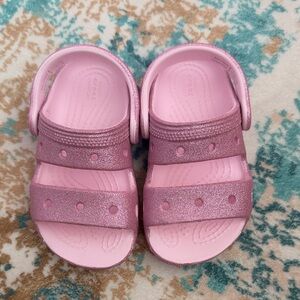 CROCS Pink Glitter Kids Sandals